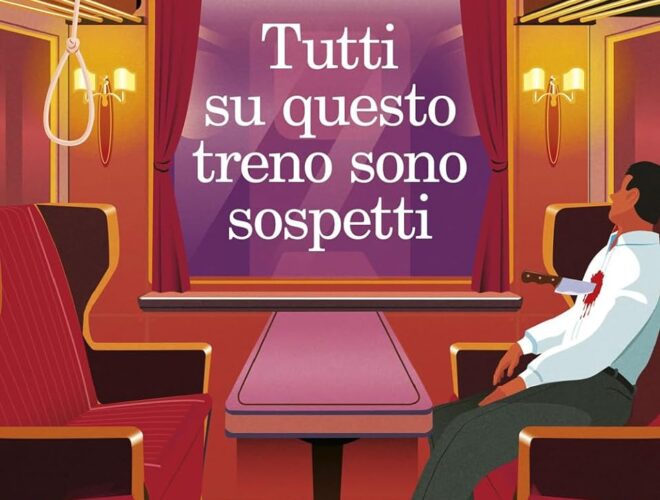 Copertina libro tutti su questo treno sono sospetti di Benjamin Stevenson